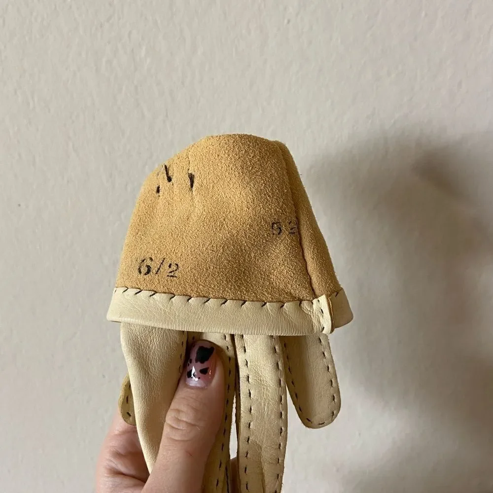 Vintage Leather Cream Gloves Beige Size 6\2